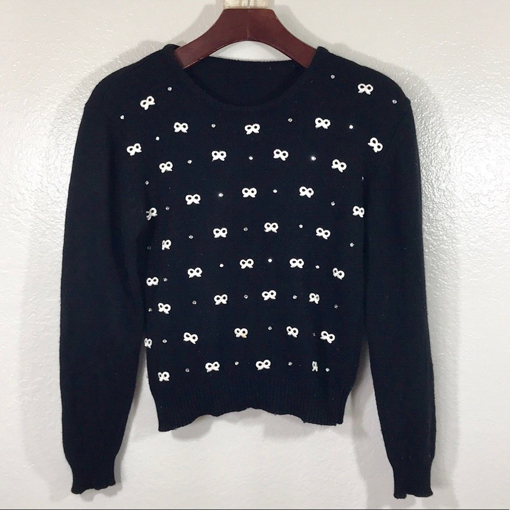 Vintage Sparkles + Bows Vintage Cropped Sweater